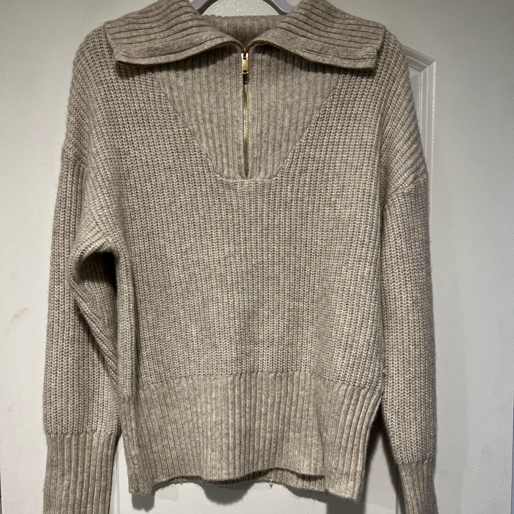 Cupcakes and cashmere tan 1/4 zip sweater size small